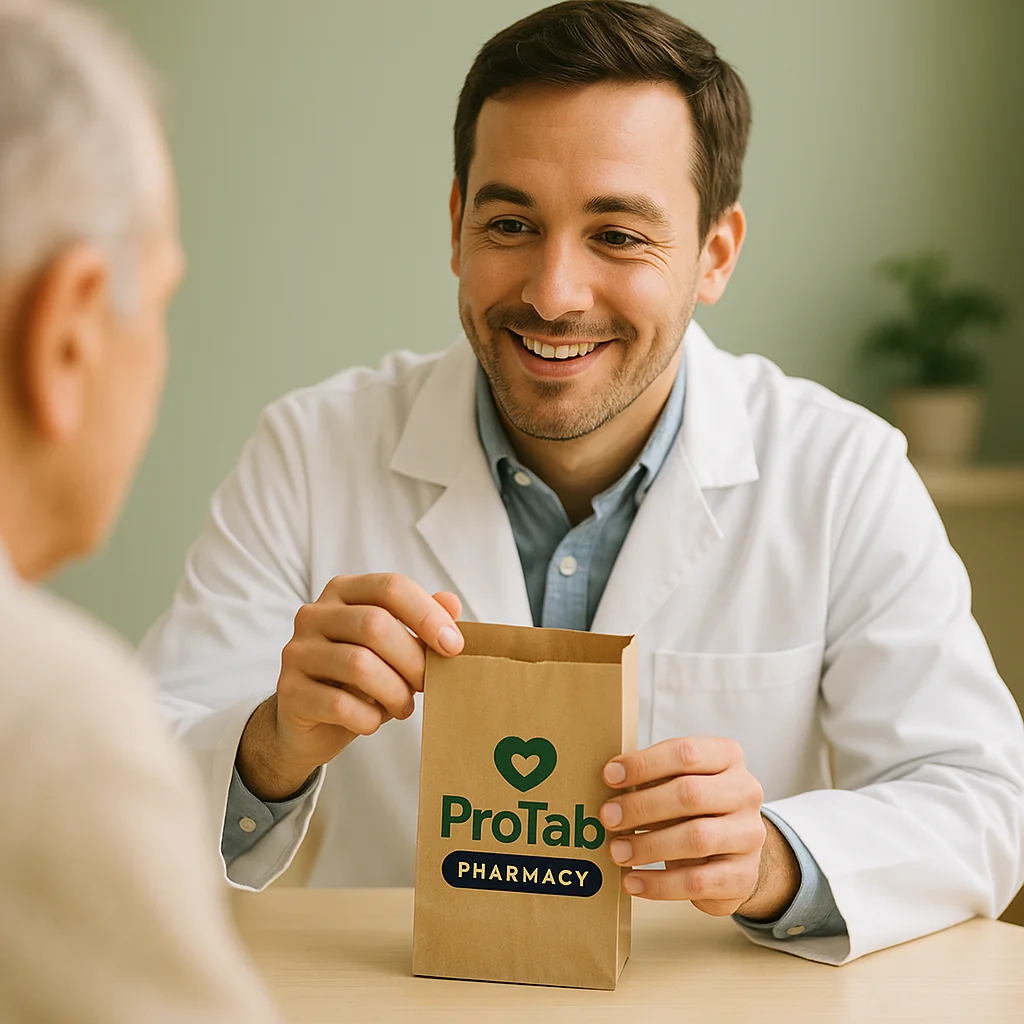 ProTab pharmacist counseling a patient inside the Chicago pharmacy